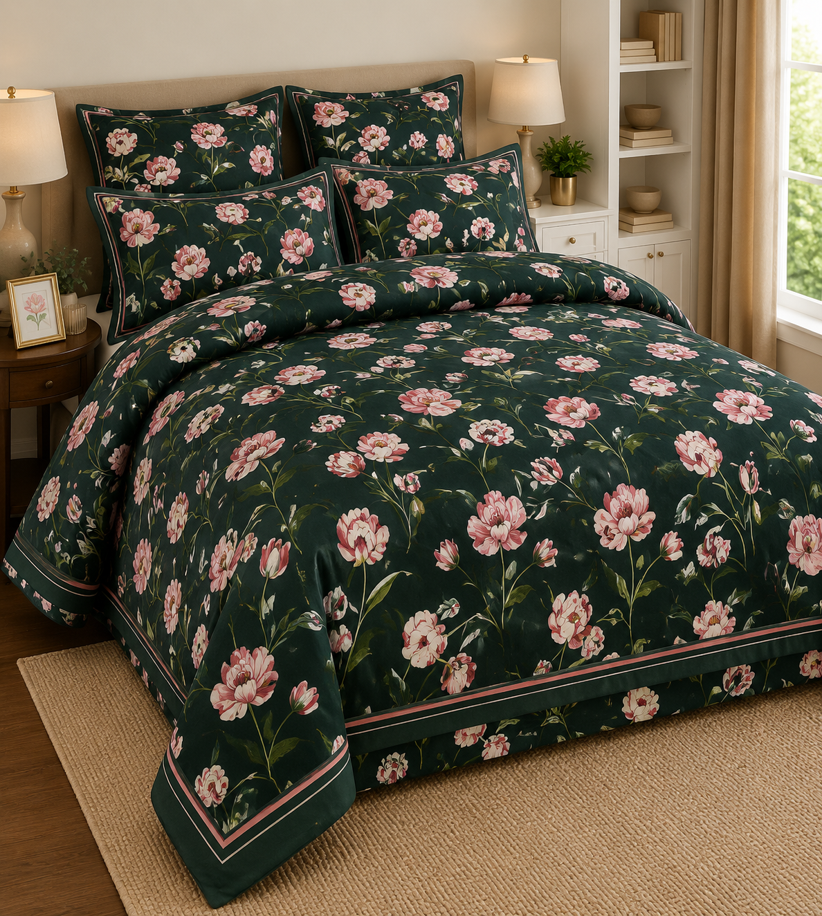 Elegant Floral Printed Bed Sheet Set