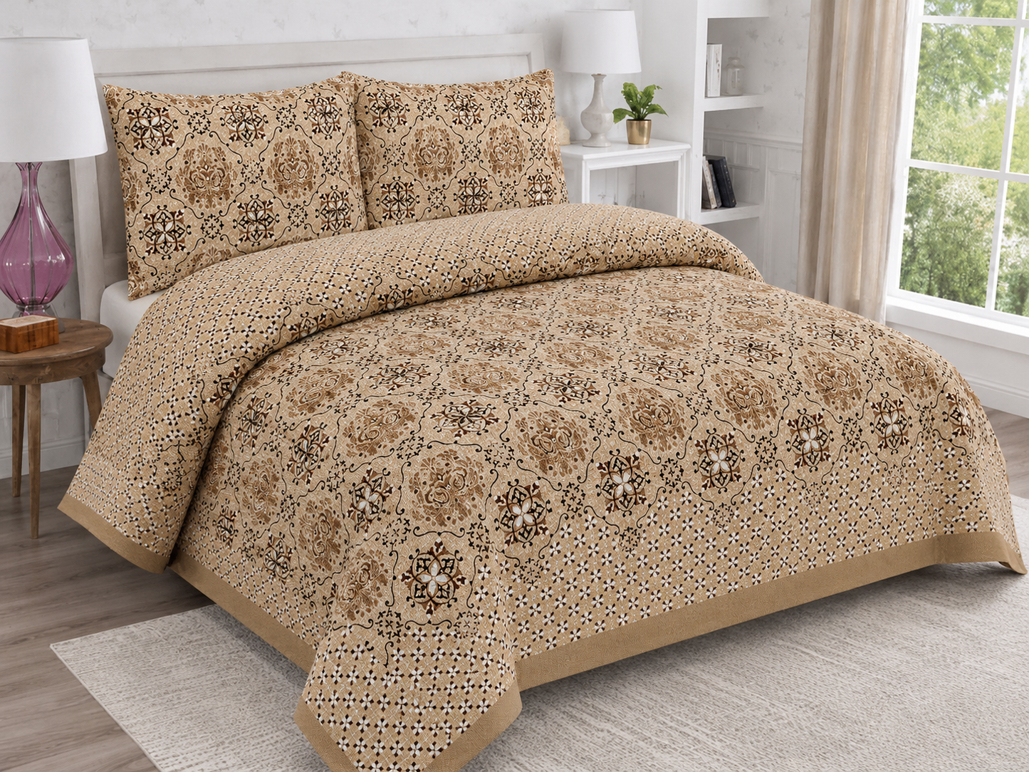 Elegant Floral Printed Bed Sheet Set