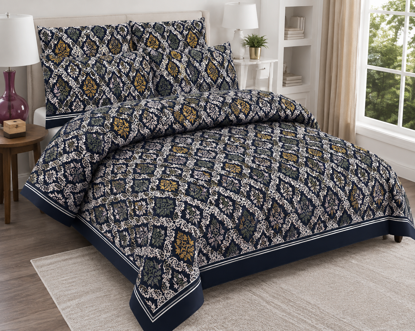 Elegant Floral Printed Bed Sheet Set