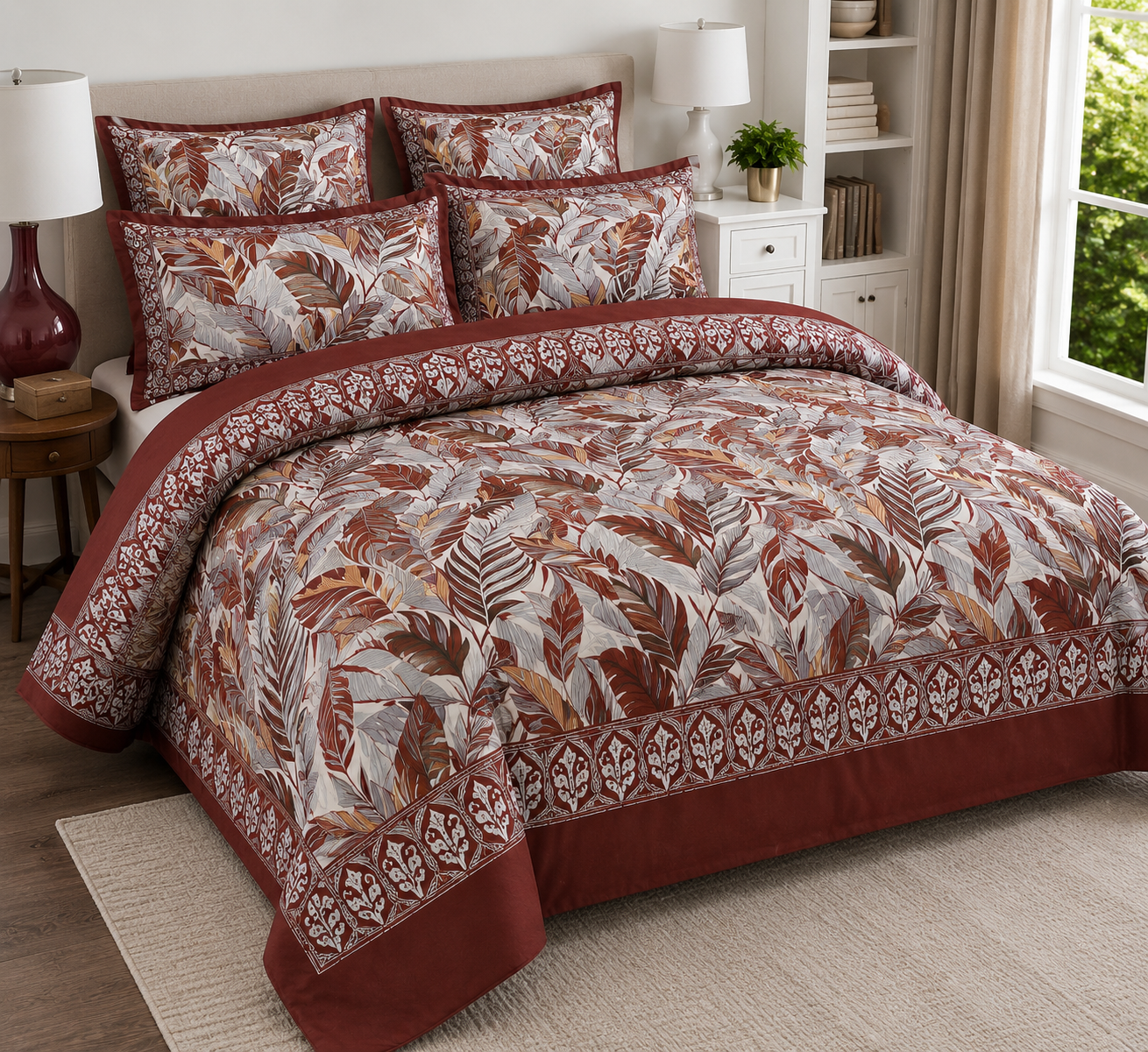 Elegant Floral Printed Bed Sheet Set