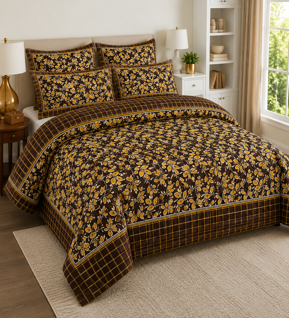 Elegant Floral Printed Bed Sheet Set
