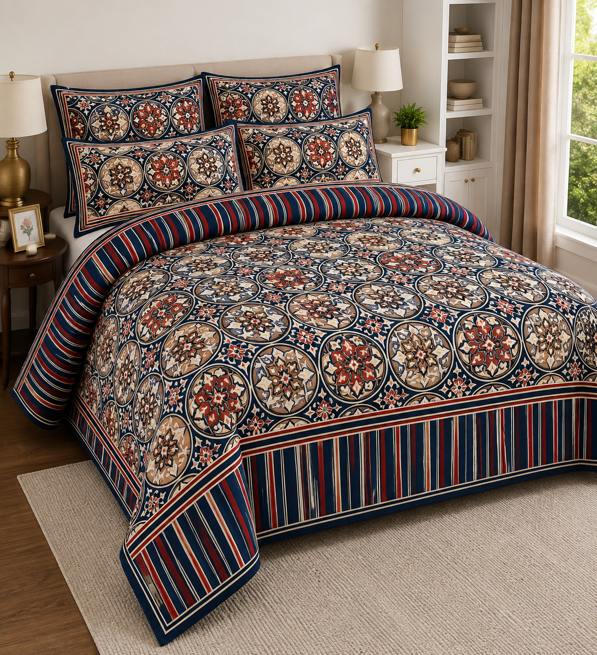 Elegant Floral Printed Bed Sheet Set