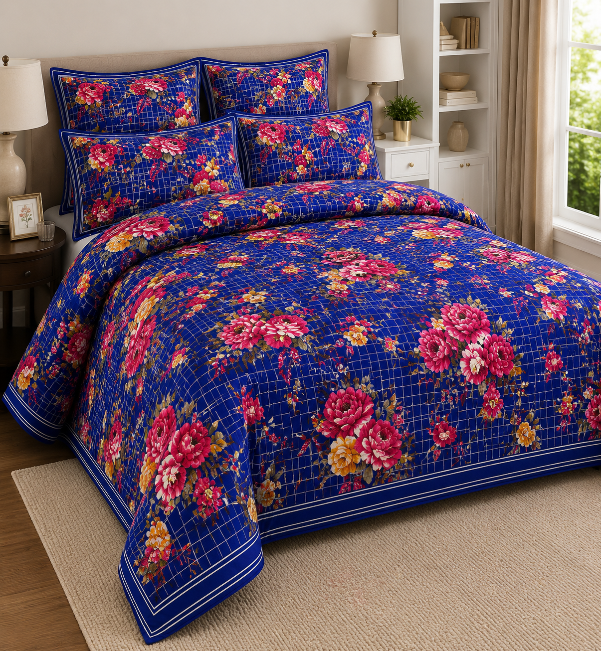 Elegant Floral Printed Bed Sheet Set