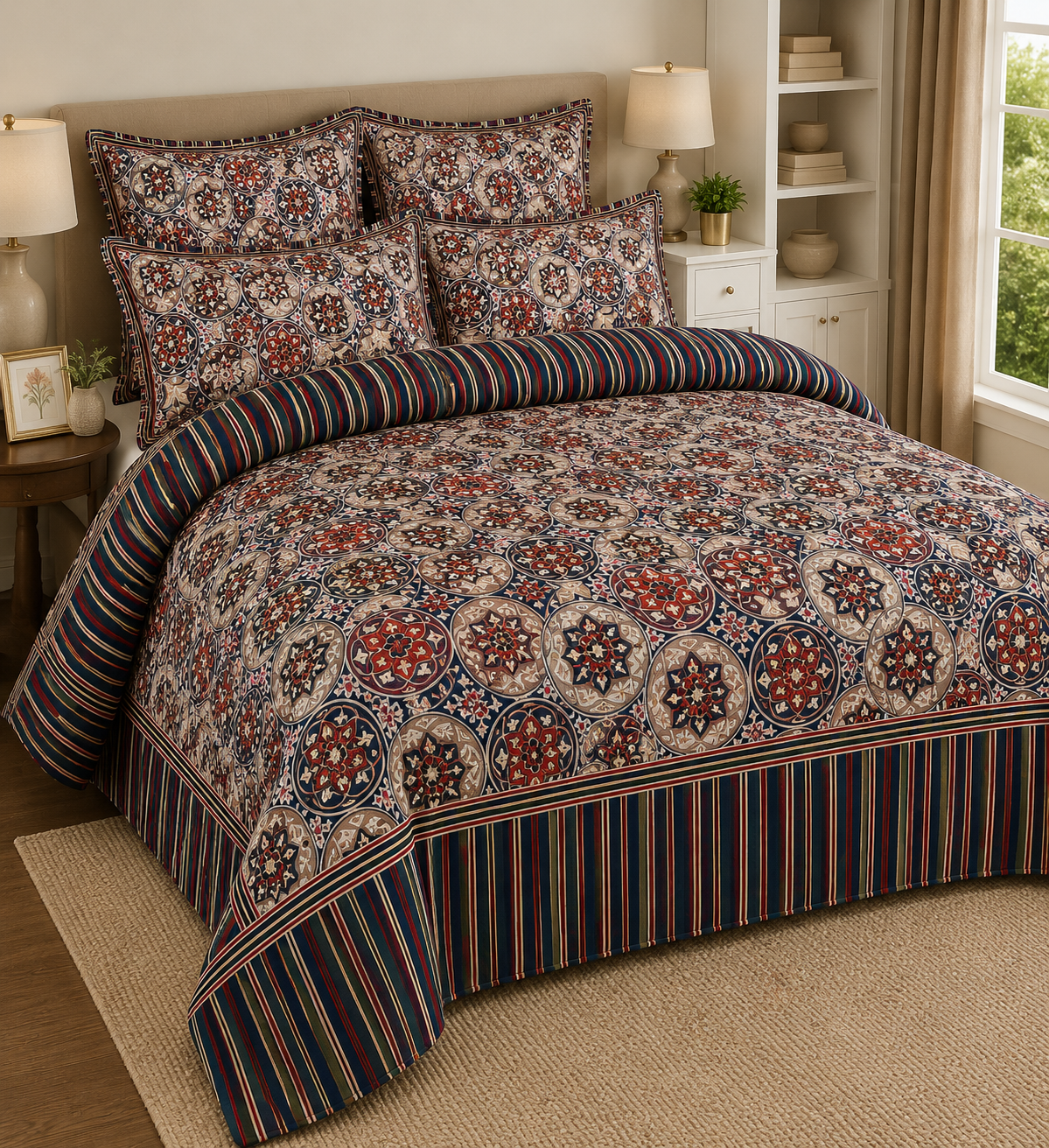 Elegant Floral Printed Bed Sheet Set