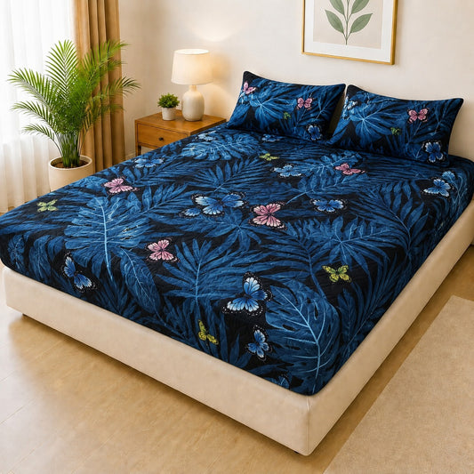 Printed Fancy Quilted Waterproof Mattress Fitted Bed Sheet With Pillows Covers