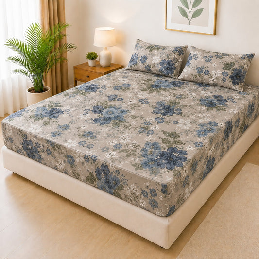 Printed Fancy Quilted Waterproof Mattress Fitted Bed Sheet With Pillows Covers